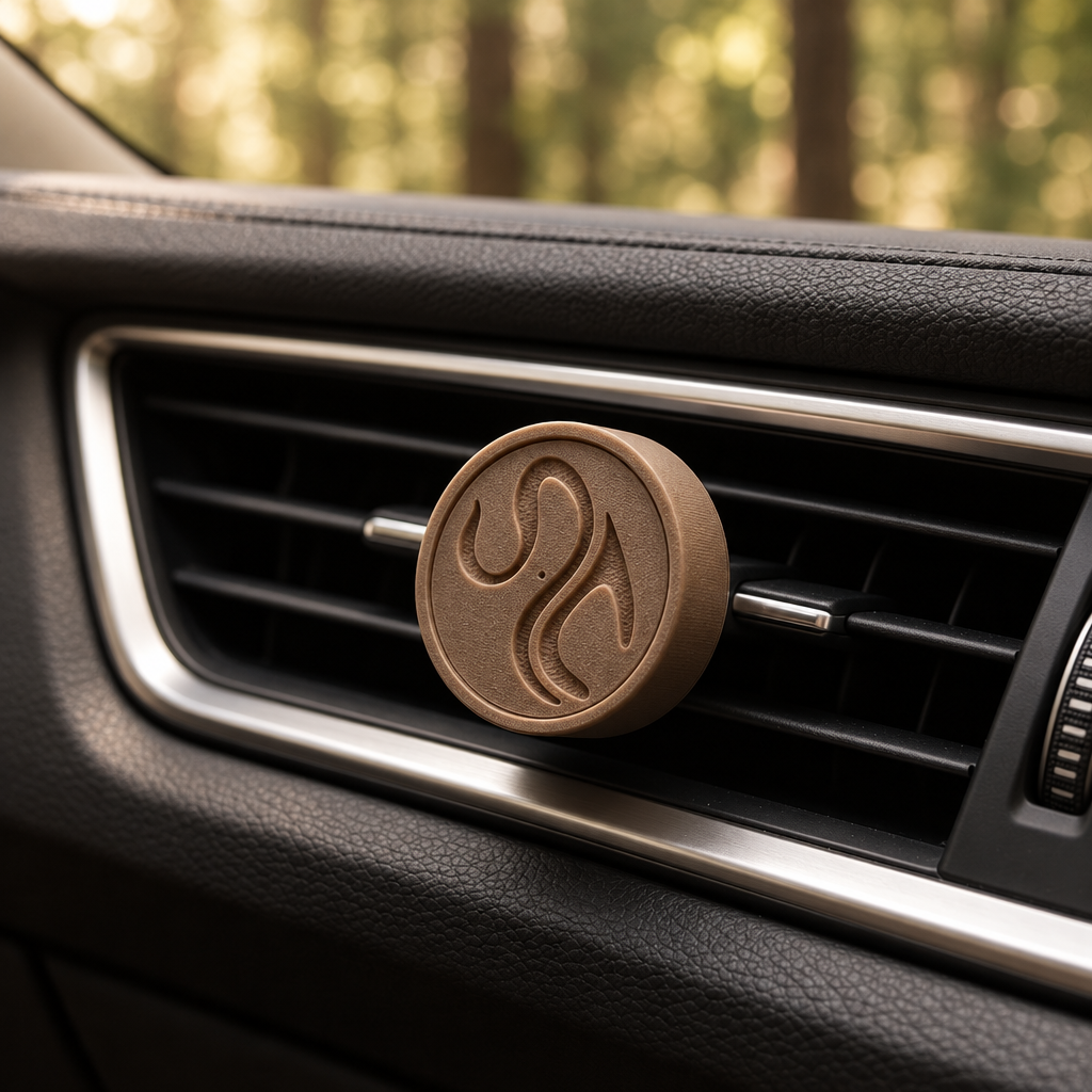 Spalah Palo Santo car diffuser on a car air vent
