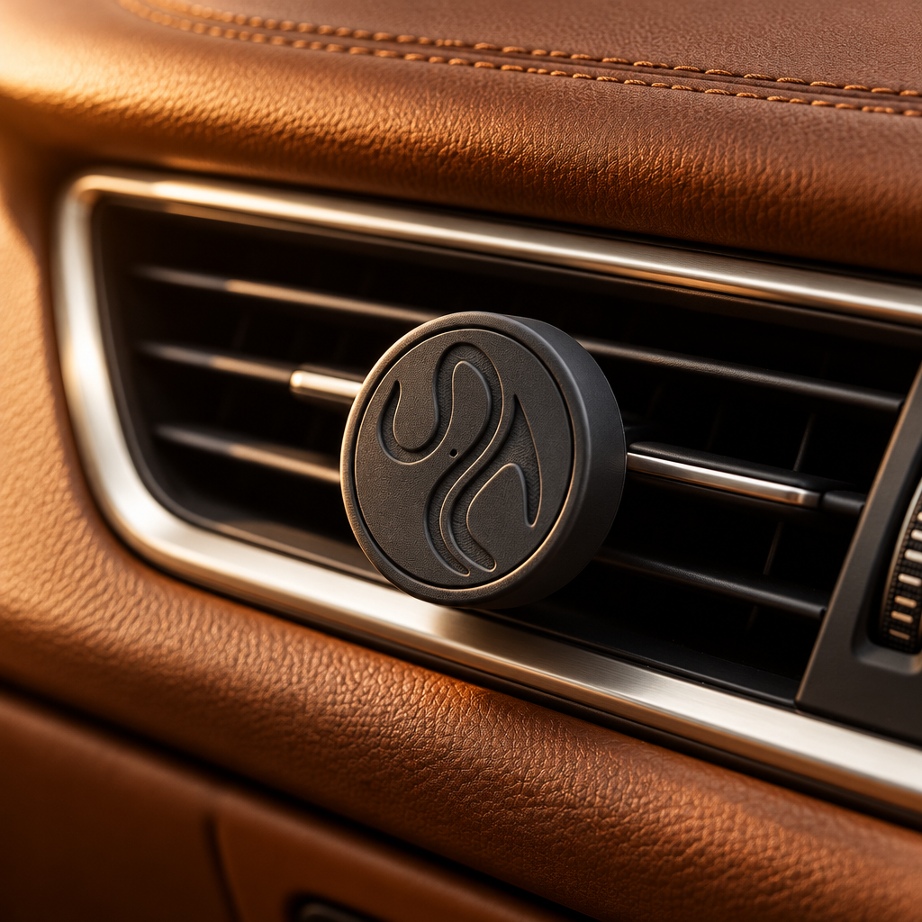 Spalah Leather car diffuser on a car air vent